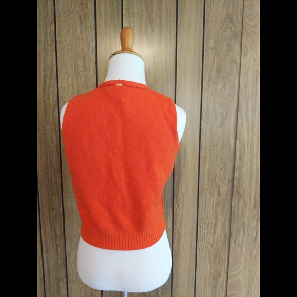 ST. JOHN Orange ribbed knit sleeveless sweater - Picture 4 of 4